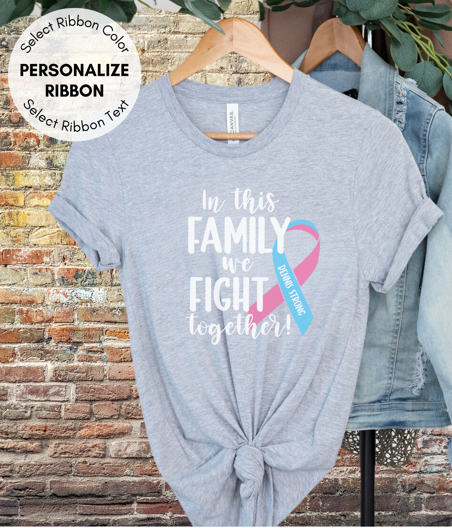 Male Breast Cancer Shirt Personalized- In This Family We Fight Together