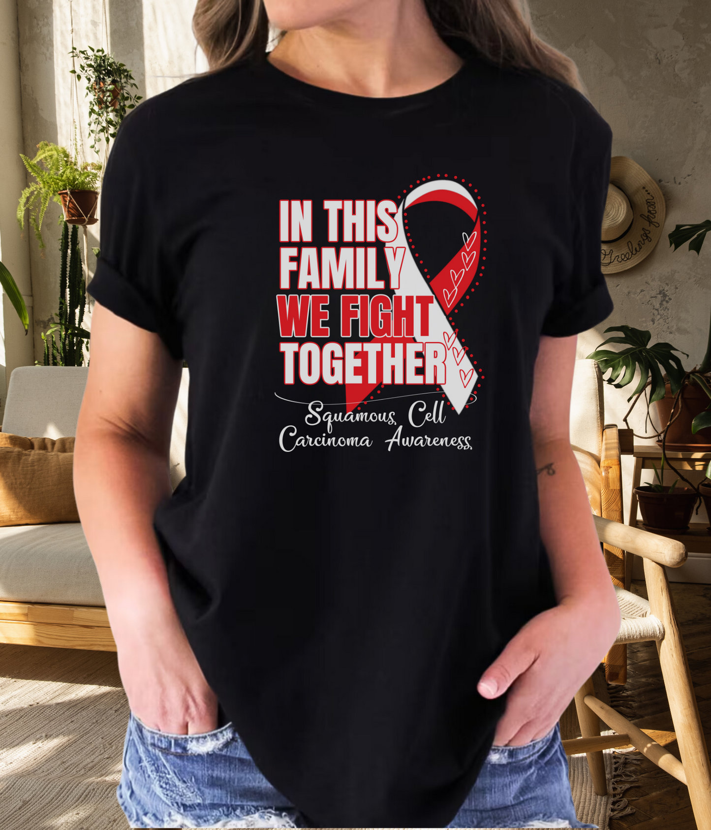 Squamous Cell Carcinoma Awareness Shirt- In This Family We Fight Together