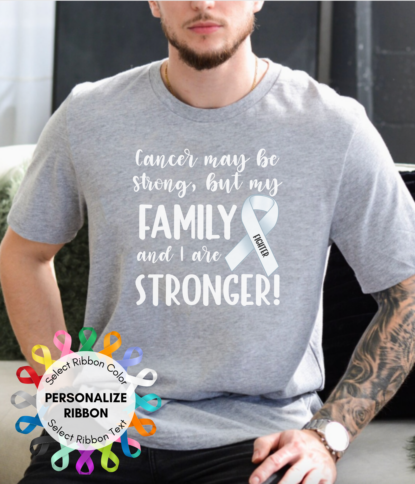 Stronger- Personalized Ribbon Family Shirt