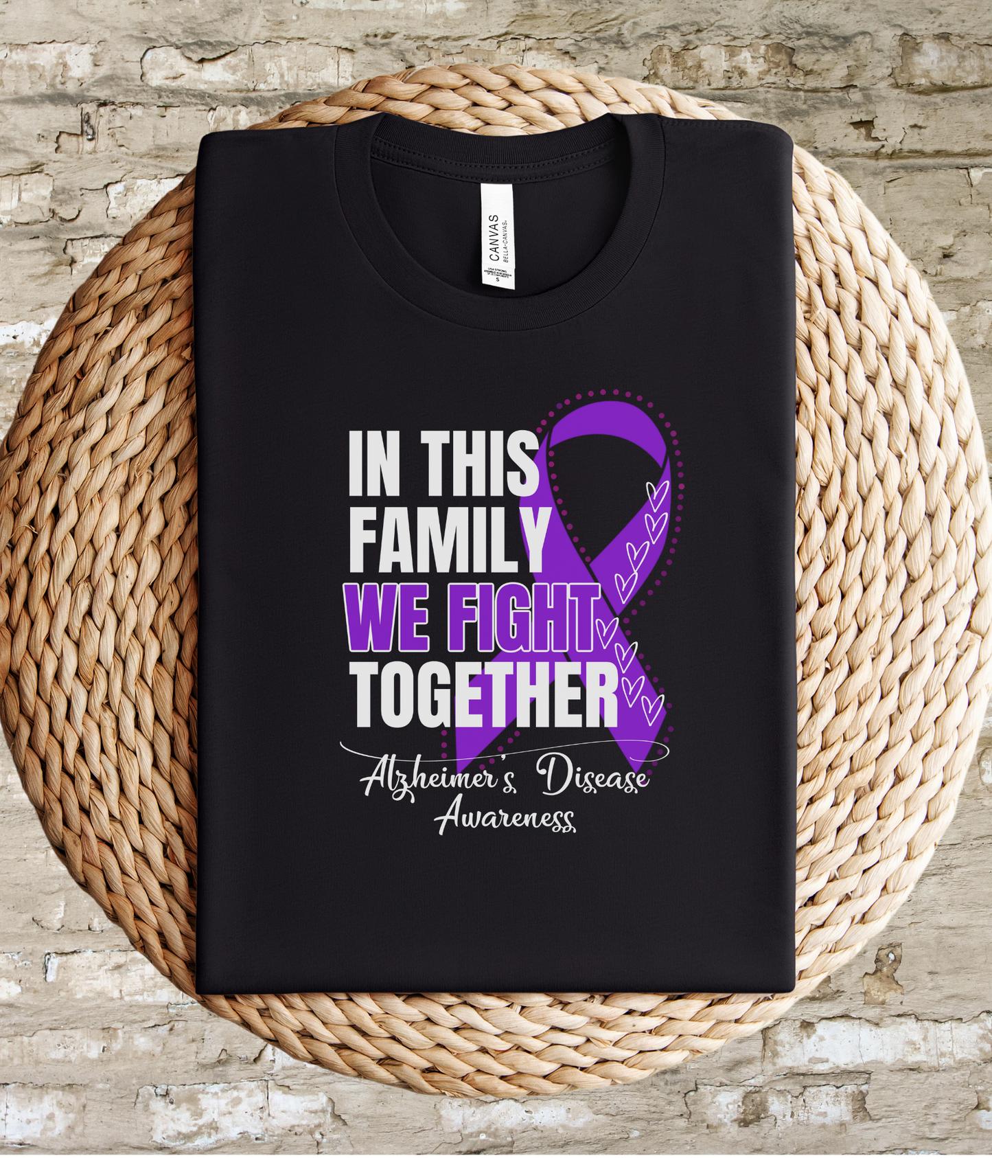 Alzheimer's Disease Awareness Shirt- In This Family We Fight Together