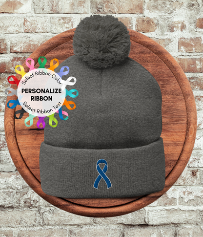 Customizable Winter Hat with Awareness Ribbon