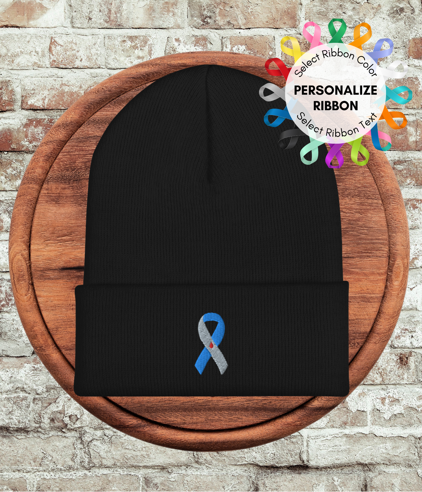 Embroidered Awareness Ribbon Winter Hat