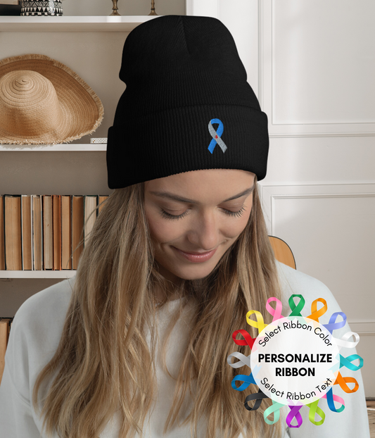 Embroidered Awareness Ribbon Winter Hat