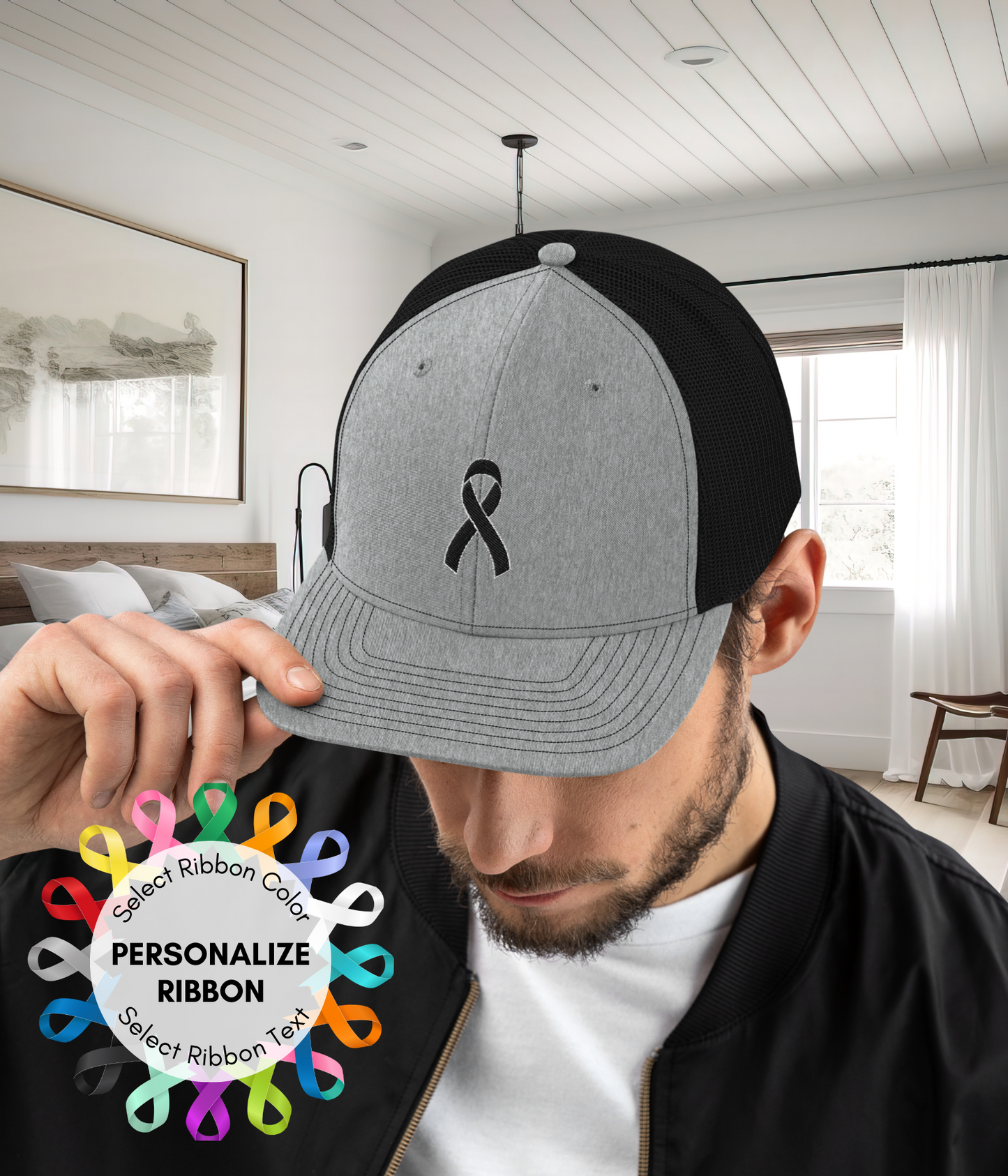 Embroidered Awareness Ribbon Adjustable Cap