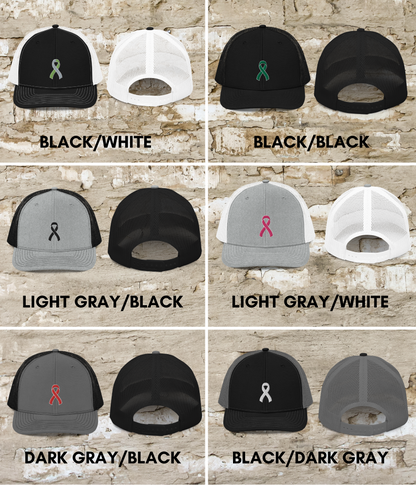 Customizable Trucker Hat with Embroidered Awareness Ribbon